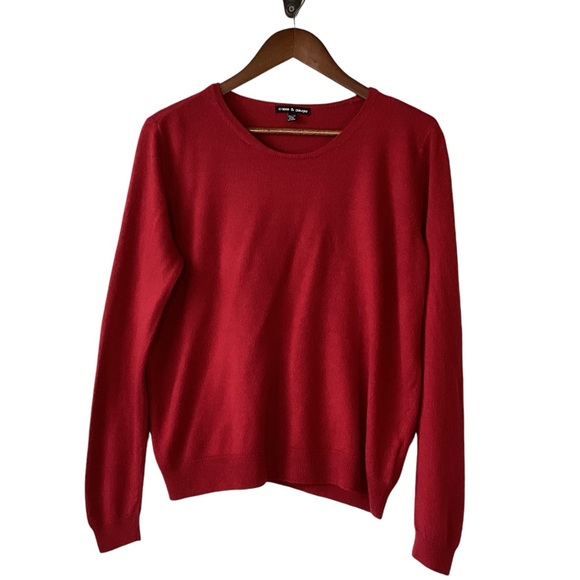 Cable & Gauge Sweaters - Cable & Gauge Knit Sweater in Dark Red Size XL